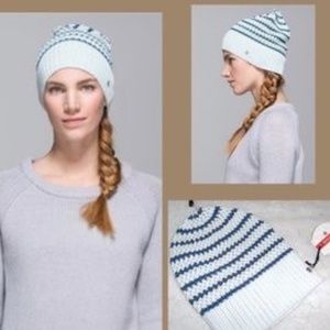 Lululemon Light Blue/Teal Knit Beanie & Fold Hat